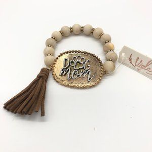 Dog Mom‎ Stretch Viola Bracelet w/Brown Tassel